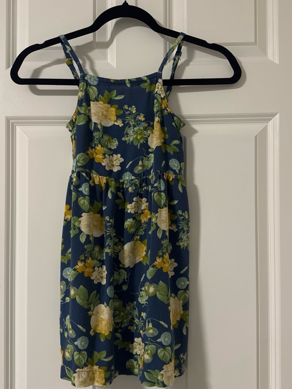 Old Navy Navy Floral Sundress with Yellow and Green Print